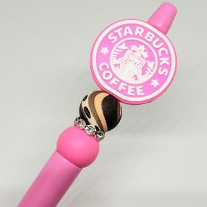 Handmade Starbucks Coffee Beaded Silicone Focal Bead Pen
